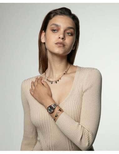 Pulsera para Mujer de Acero Dorado y Piedras...
