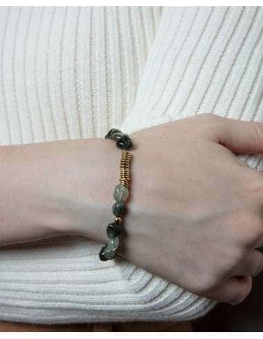 Pulsera para Mujer de Acero Dorado y Piedras...