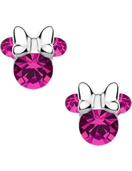 Pendientes para Niña Minnie Mouse Rosa con Cristales de plata de ley - Disney AG0027P