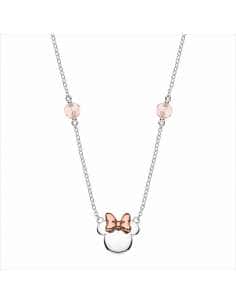Collar Minnie Plata con Lazo Oro Rosa y Detalles Rosas -...
