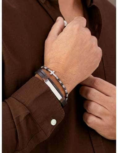 Pulsera para Hombre de Acero y Piel - Marea...