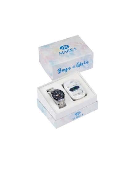 Reloj para Niño Deportivo con Correa de Acero y Esfera Blanca- Marea B41361/4