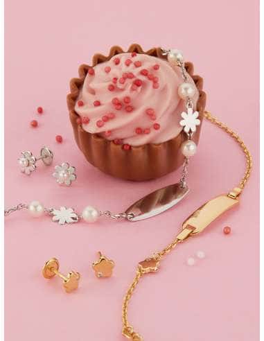 Pulsera esclava para Niña con Flor y Circonita...