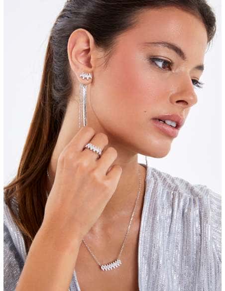 Collar para Mujer de Plata Wish circonitas Blancas con talla trapecio, redonda y navet - Marea D03207/AS