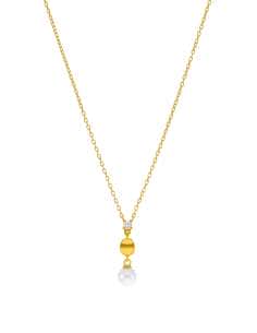Collar para Mujer de Plata Ley baño de oro 18k con circonita y perla - Marea D03507/BB
