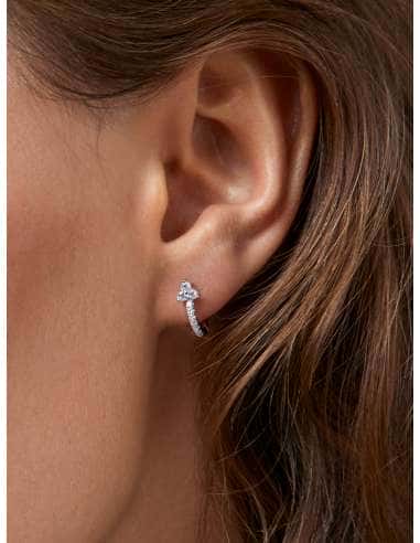 Pendientes para Mujer Hoop con Flor de...