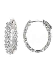 Pendientes para Mujer Ovalados en Plata de Ley Rodiada...