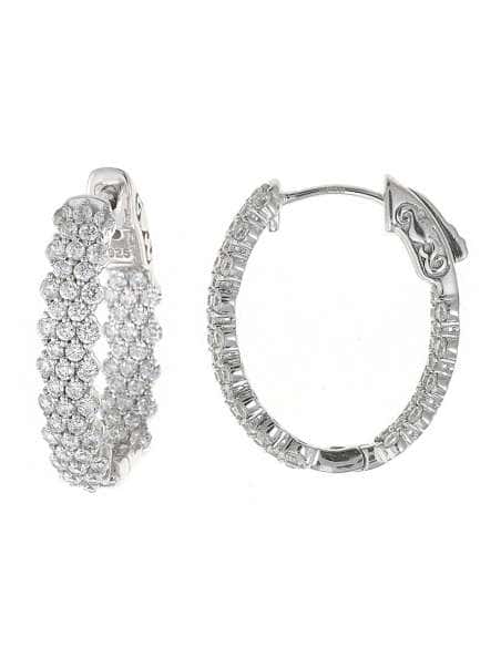 Pendientes para Mujer Ovalados en Plata de Ley Rodiada con Circonitas - Salvatore 136A0654
