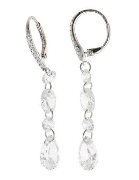 PendientesLargos para Mujer de plata con circonitas  - Salvatore 136A0762