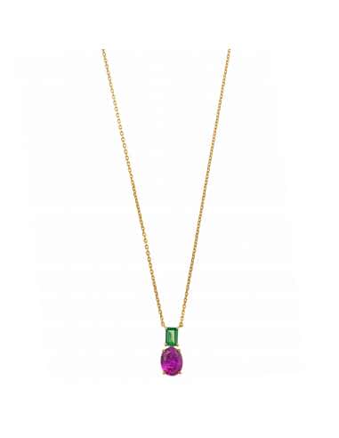 Collar para Mujer Plata de Ley circonita rosa y...