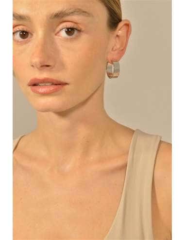 Pendientes para Mujer Anchos Lisos en Plata...