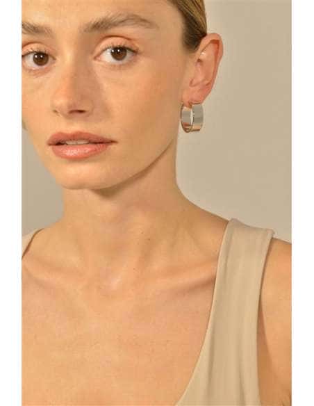 Pendientes para Mujer Anchos Lisos en Plata Rodiada -Salvatore 268A0080