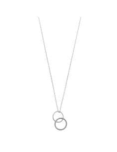 Collar para Mujer Plata de ley dos aros entrelazados uno con circonitas blancas