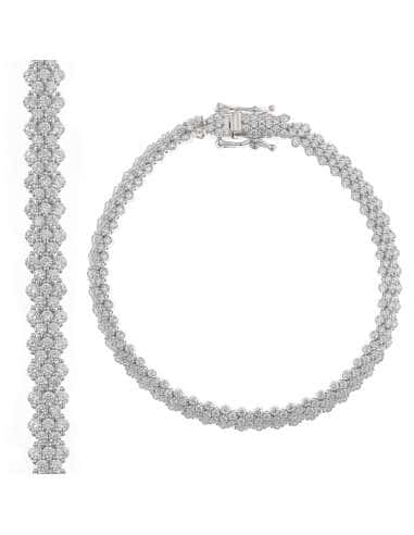 Pulsera para Mujer en Plata de Ley Bañada en Rodio con Circonitas Blancas  - Salvatore 136P0218