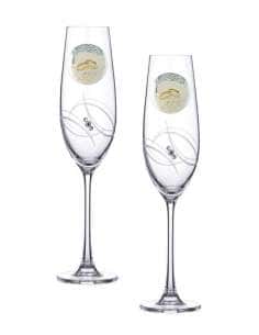 Copas de boda 50 Aniversario Cristal Decorado con Detalle en Plata Bilaminada y Cristales Swarovski - Global Argenti GA4239C