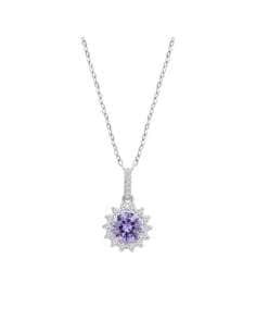 Collar para Mujer de plata Colgante Amatista con cerco de circonitas - Lotus LP3791-1/2