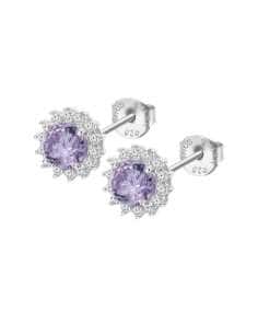 Pendientes para Mujer Halo en Plata con Circonita Lavanda...
