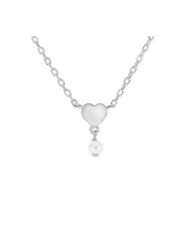 Collar para Mujer de Plata Corazón con perla -...