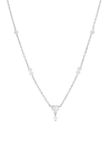 Collar para Mujer de Plata Corazón con perla -...