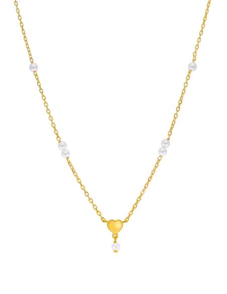 Collar para Mujer de Plata chapada en oro Corazón con perla - Marea D02907/AT