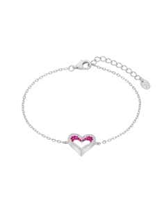 Pulsera para Mujer Corazón Rubí en Plata de Ley Rodiada con Circonitas - Marea D02903/AJ
