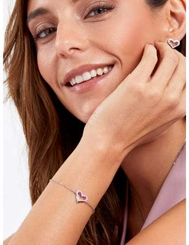 Pulsera para Mujer Corazón Rubí en Plata de Ley...