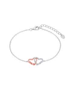Pulsera para Mujer Corazones Entrelazados  Plata Rodiada y Oro Rosa 18k con Circonitas - Marea D02903/AK