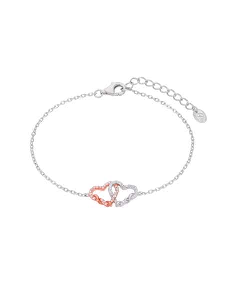 Pulsera para Mujer Corazones Entrelazados  Plata Rodiada y Oro Rosa 18k con Circonitas - Marea D02903/AK