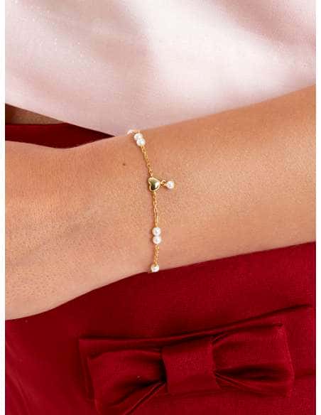 Pulsera para Mujer Multi-Perlas y Corazón en Plata de Ley y Baño de Oro 18 K - Marea D02903/AM