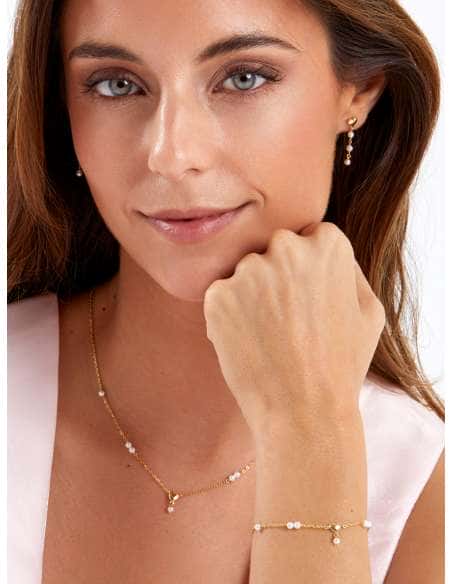 Pulsera para Mujer Multi-Perlas y Corazón en Plata de Ley y Baño de Oro 18 K - Marea D02903/AM