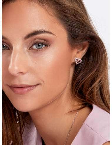 Pendientes para Mujer de Plata Corazón Rubí y...