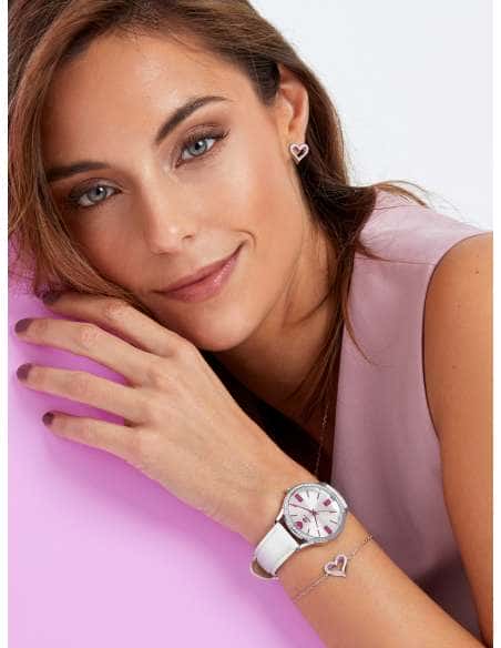 Pendientes para Mujer de Plata Corazón Rubí y Circonitas - D02901/AO