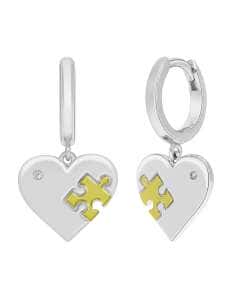 Pendientes para Mujer Corazón Puzzle Plata y Oro con circonita - Marea D02901/AP