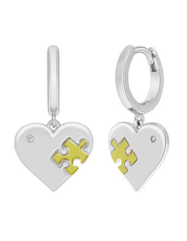 Pendientes para Mujer Corazón Puzzle Plata y Oro con circonita - Marea D02901/AP