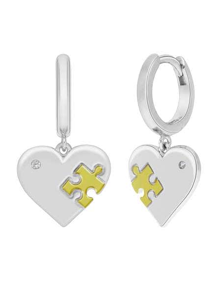 Pendientes para Mujer Corazón Puzzle Plata y Oro con circonita - Marea D02901/AP