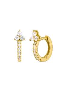 Pendientes para Mujer Hoop con Flor de Circonitas en Plata de Ley Bañada en Oro 18k - Marea D02101/CH