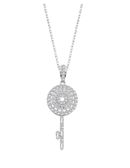 Collar para Mujer de Plata colgante con forma de LLave y circonitas - Lotus LP3703-1/1