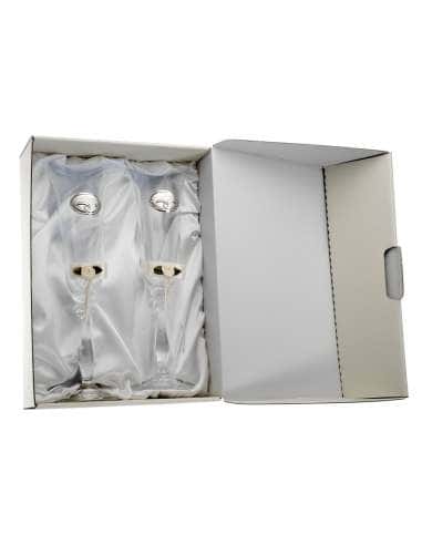 Copas para Boda con Alianzas y Adorno Rosas y Lazo de seda - Global Argenti GA3117A