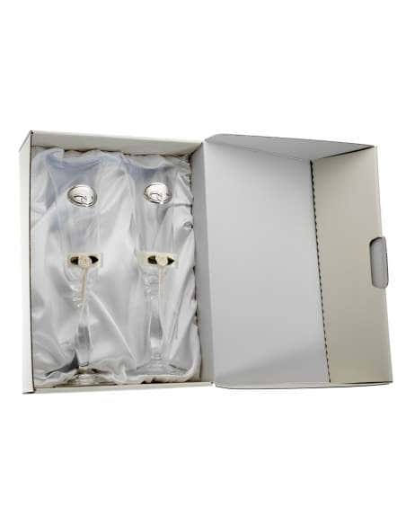 Copas para Boda con Alianzas y Adorno Rosas y Lazo de seda - Global Argenti GA3117A