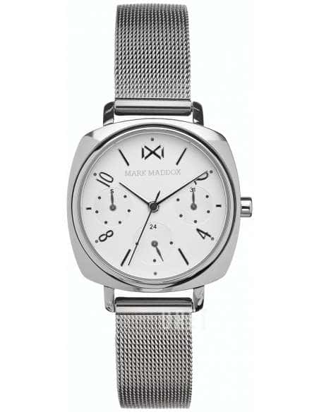 Reloj para Mujer de Acero con Correa de Malla Plateada y Esfera Blanca - Mark Maddox MM0100-15
