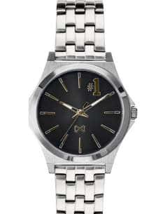 Reloj para Hombre Acero Plateado con Esfera Negra y Detalles Dorados - Mark Maddox HM7107-57