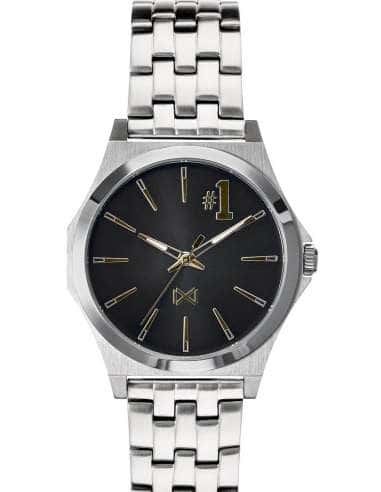Reloj para Hombre Acero Plateado con Esfera Negra y Detalles Dorados - Mark Maddox HM7107-57