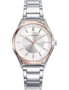 Reloj para Mujer Bicolor con Esfera Plateada y Calendario - 471192-07