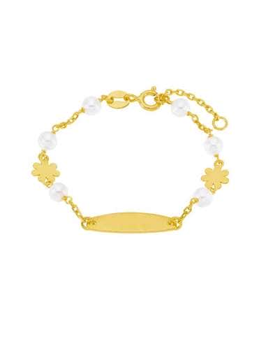Pulsera esclava para Niña de Plata con Perlas y Flores - Marea D03403/AF