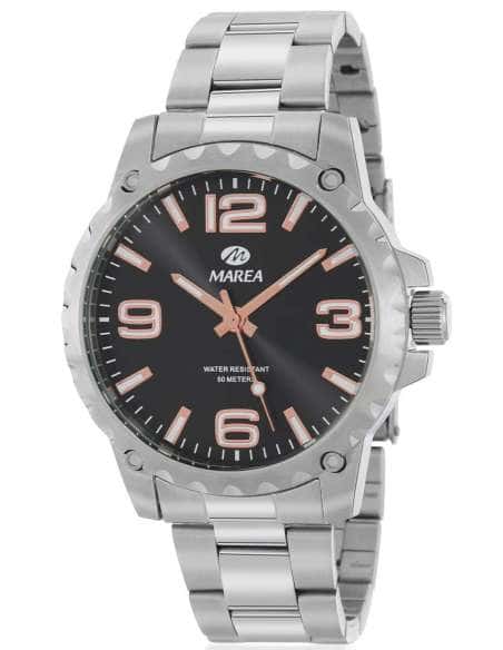 Reloj para Hombre de Acero con Esfera Negra y Detalles en Rosa - Marea B36171/5