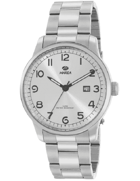 Reloj para Hombre de Acero con Esfera Plateada y Calendario - Marea B36192/2