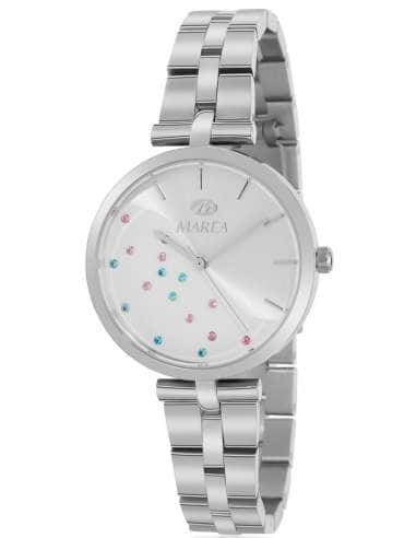 Reloj para Mujer Marea de acero Plateado con Cristales Rosa y Azul - Marea B54223/1