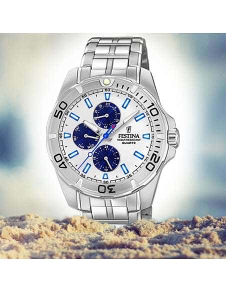 Reloj para Niño Deportivo con Correa de Acero y Esfera Blanca - Festina F20445/1