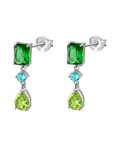 Pendientes para Mujer de plata colgantes circonitas verdes y aguamarinas - Lotus LP3566-4/3
