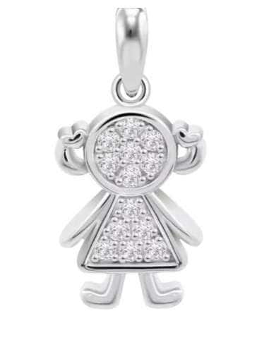 Collar para mujer de plata con forma de niña y...